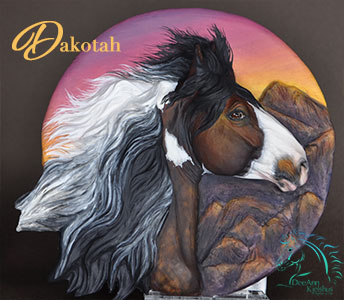 Dakotah #12 in Bay Pinto sculpted and painted by DeeAnn Kjelshus